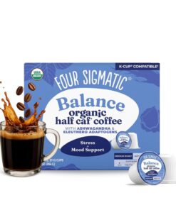 Four Sigmatic Adaptogen Kaffee K-Cups, Bio Medium Roast Ground Coffee with Ashwagandha, Chaga & Tulsi, Immununterstützung & Stressabbau, Keto, 4 oz (24 Stück)