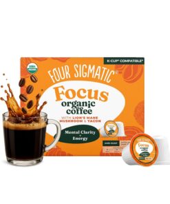 Four Sigmatic Pilzkaffee-K-Cups, Bio- und Fair-Trade-Kaffee mit Löwenmähne, Chaga und Pilzpulver, Fokus und Immununterstützung, 24 Stück (1 Stück)