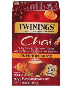 Twinings Chai Tea, Pumpkin Spice, 20 Count by Twinings | Kürbiskuchen-Geschmack, Zimt, Ingwer, Piment, Muskatnuss, Nelke, enthält Koffein, 20 einzeln verpackte Folienbeutel
