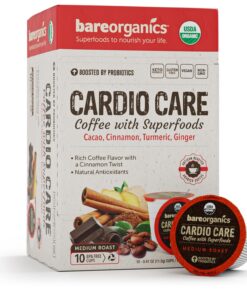 BareOrganics Cardio Care Kaffee mit Superfoods & Probiotika, 12 Einzelportionstassen